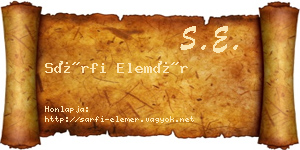 Sárfi Elemér névjegykártya